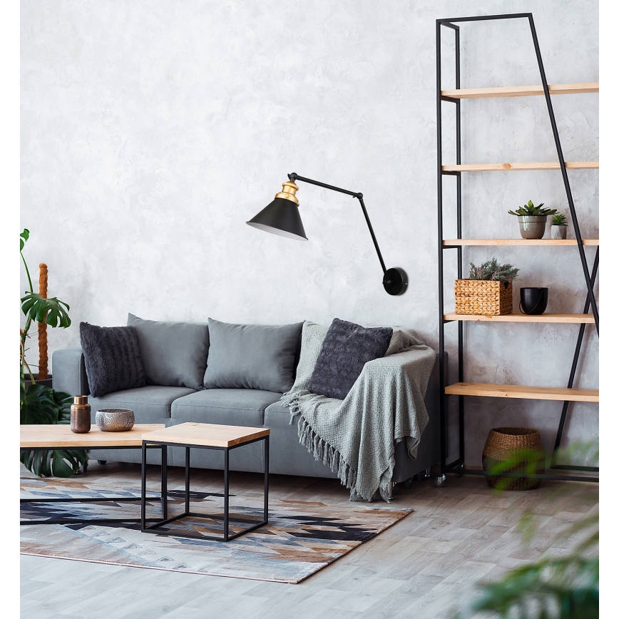 Fali lámpa FUNDO 1xE27/40W/230V fekete/arany