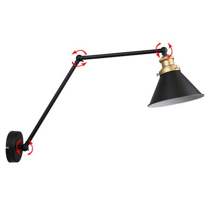 Fali lámpa FUNDO 1xE27/40W/230V fekete/arany