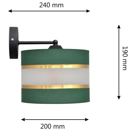 Fali lámpa HELEN 1xE27/15W/230V zöld/arany