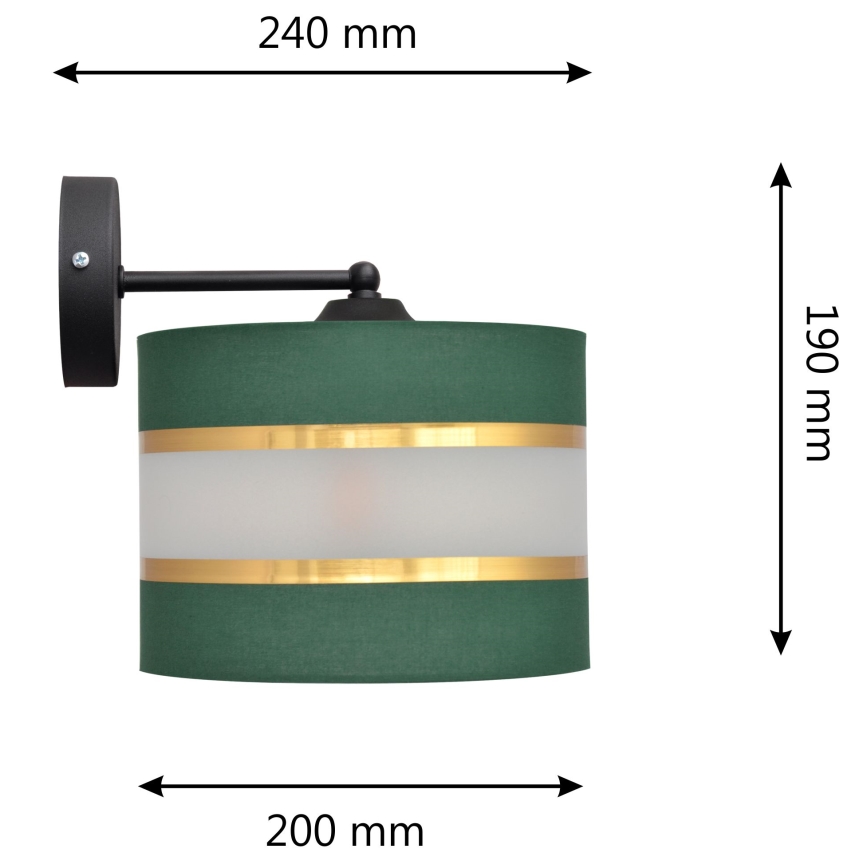 Fali lámpa HELEN 1xE27/15W/230V zöld/arany