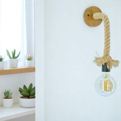 Fali lámpa KOS 1xE27/60W/230V bükkfa