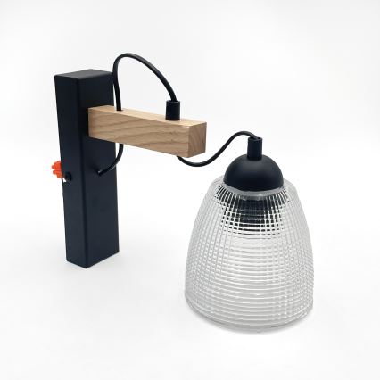 Fali lámpa LEANDRA 1xE27/15W/230V tölgy/fekete