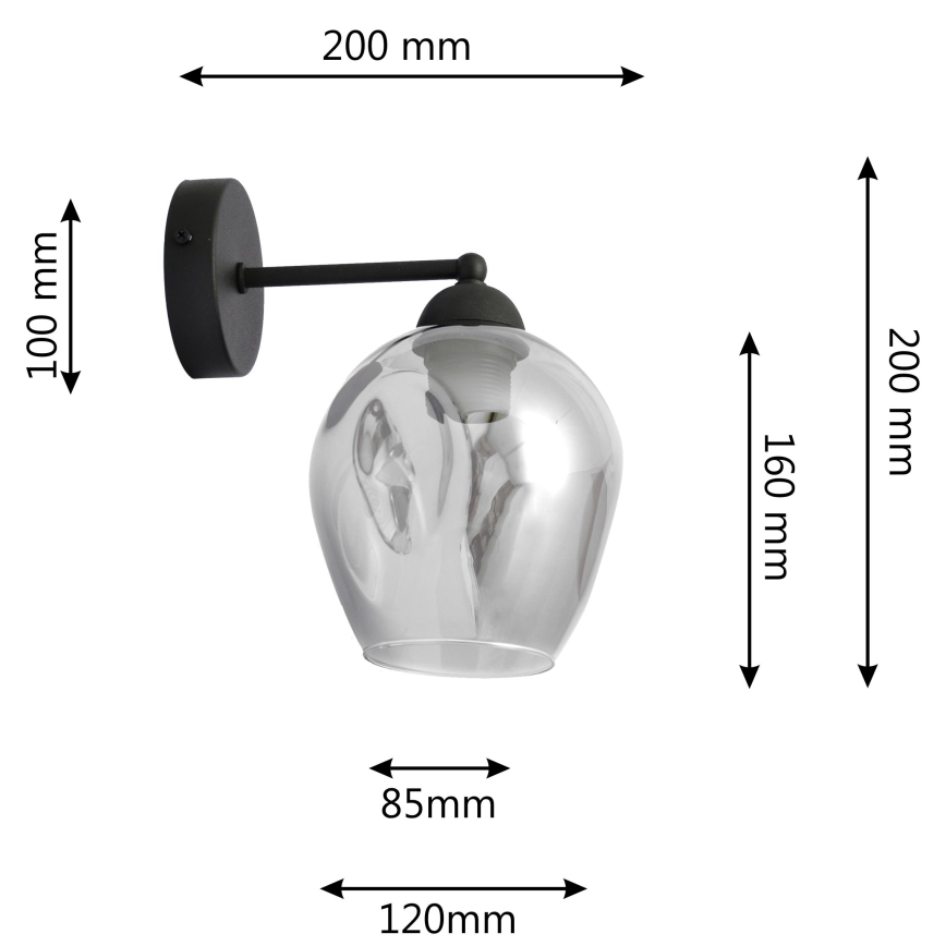 Fali lámpa LILI 1xE27/15W/230V fekete/szürke