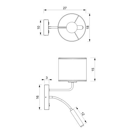Fali lámpa LOFT SHADE 1xE27/60W+1xG9/8W/230V fekete/arany