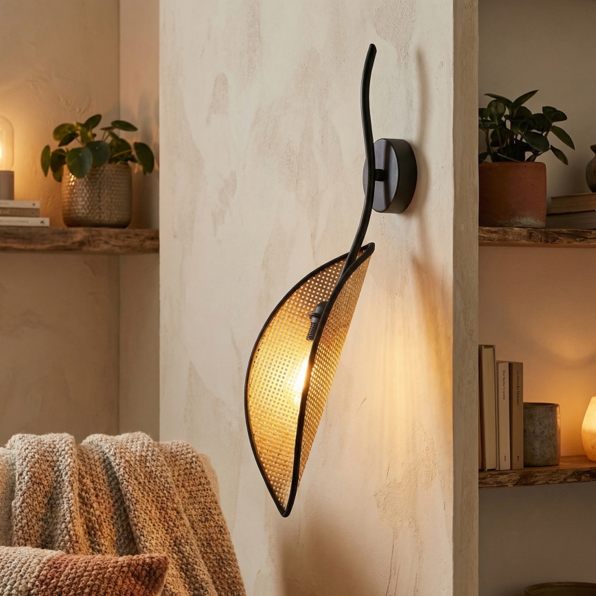 Fali lámpa LOTUS 1xE14/10W/230V fekete/bézs