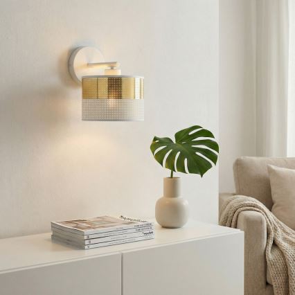 Fali lámpa LUX 1xE27/15W/230V fehér/arany