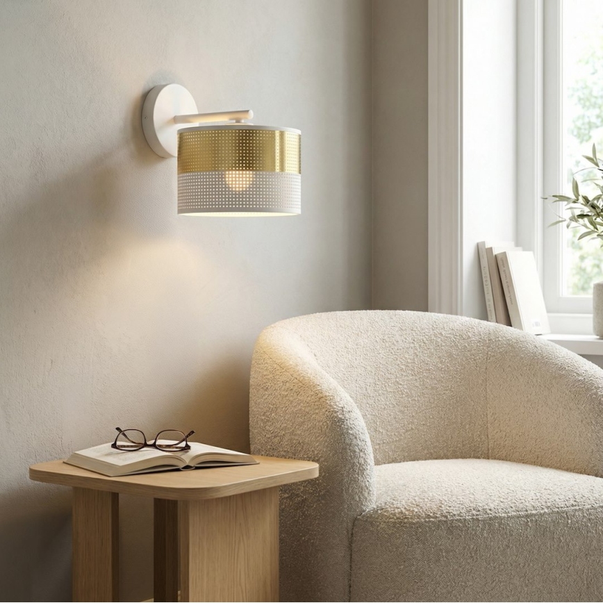 Fali lámpa LUX 1xE27/15W/230V fehér/arany