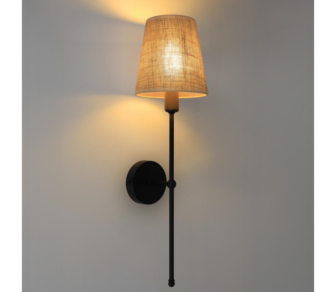 Fali lámpa MADELA 1x E14/40W/230V juta/fekete 0197