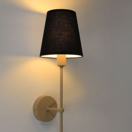 Fali lámpa MADELA 1xE14/40W/230V fekete/bézs