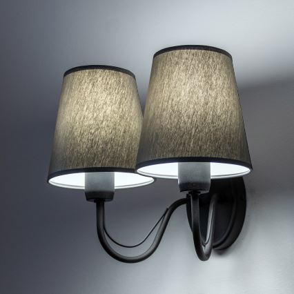 Fali lámpa MALBO 2xE27/15W/230V szürke/fekete
