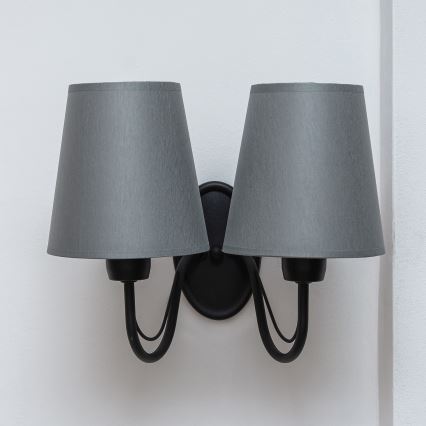 Fali lámpa MALBO 2xE27/15W/230V szürke/fekete