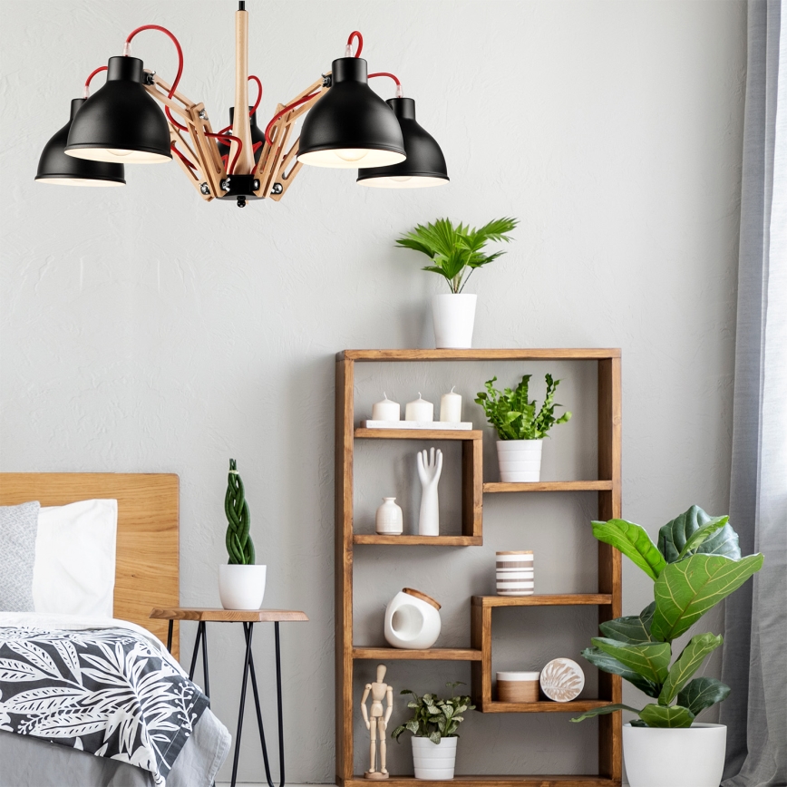 Fali lámpa MARCELLO 5xE27/60W/230V bükk