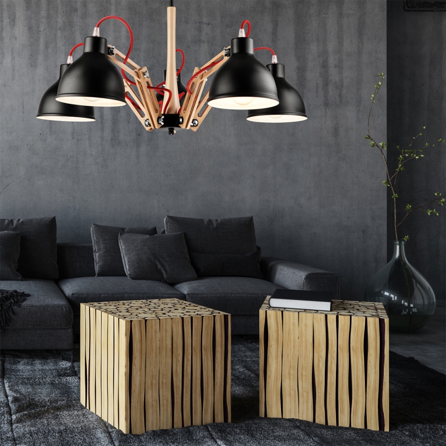 Fali lámpa MARCELLO 5xE27/60W/230V bükk