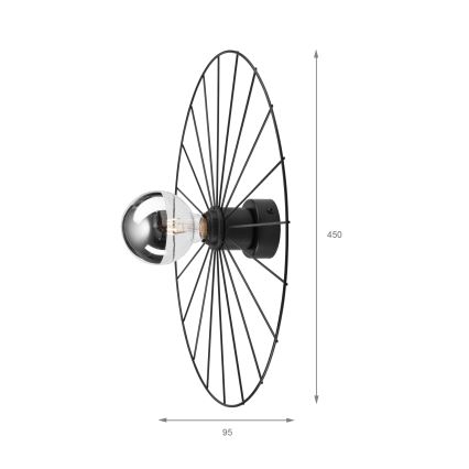 Fali lámpa MONTANA 1xE27/15W/230V átm. 45 cm fekete