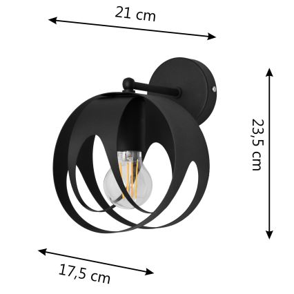 Fali lámpa MOONLIGHT 1xE27/15W/230V fekete