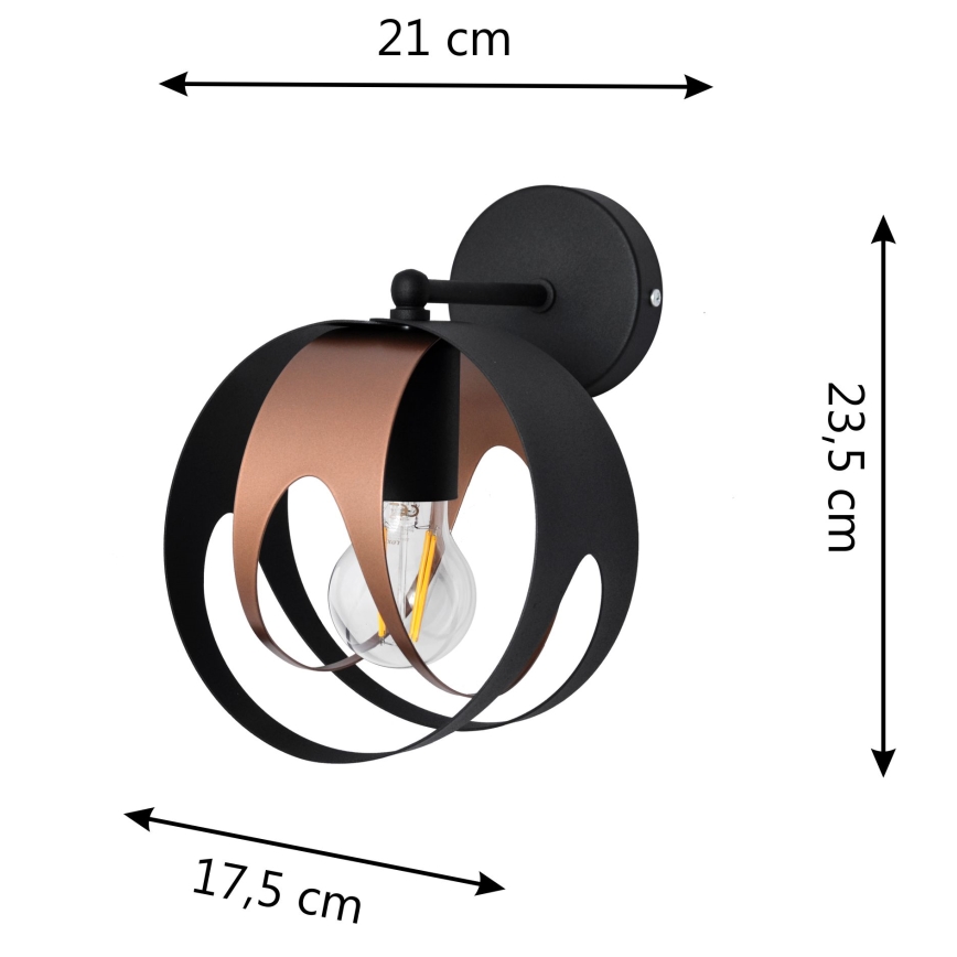 Fali lámpa MOONLIGHT 1xE27/15W/230V fekete/réz