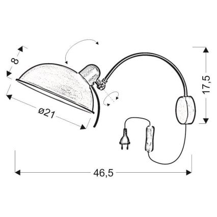 Fali lámpa NORA 1xE14/40W/230V
