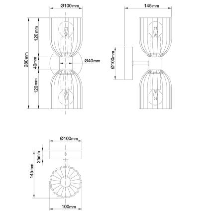 Fali lámpa PIEGA 2xE14/10W/230V sárgaréz/fehér