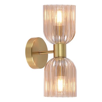Fali lámpa PIEGA 2xE14/10W/230V sárgaréz/füstös bézs