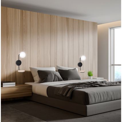 Fali lámpa PONIO 1xG9/25W/230V fekete/bükkfa