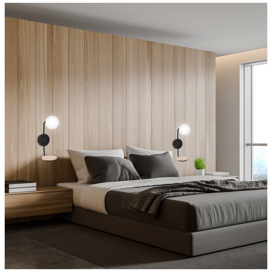 Fali lámpa PONIO 1xG9/25W/230V fekete/bükkfa