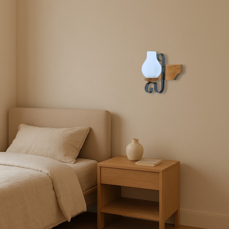 Fali lámpa QUEEN 1xE14/40W/230V bükkfa