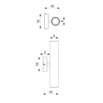 Fali lámpa RAITO 2xGU10/8W/230V sárgaréz