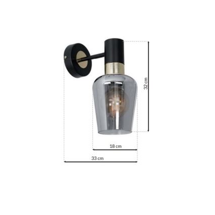 Fali lámpa ROMA BLACK 1xE27/60W/230V