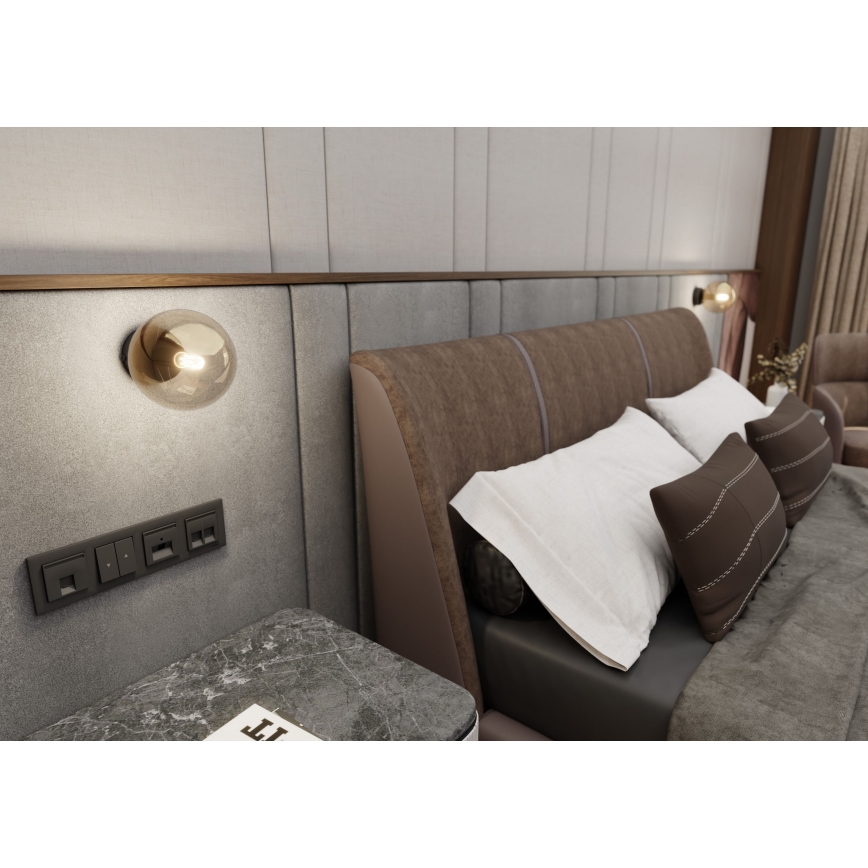 Fali lámpa ROSSI 1xE14/10W/230V fekete/bézs