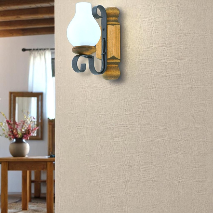 Fali lámpa RUSTIC 1xE14/40W/230V bükkfa