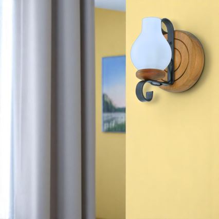 Fali lámpa RUSTIC 1xE14/40W/230V bükkfa