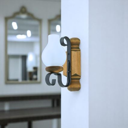 Fali lámpa RUSTIC 1xE14/40W/230V bükkfa