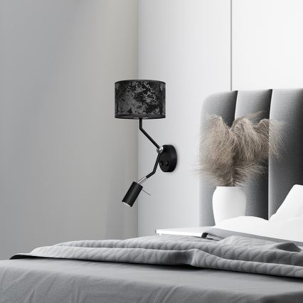 Fali lámpa SATINO 1xE27/40W/230V + 1xGU10/MR11/7W fekete/szürke