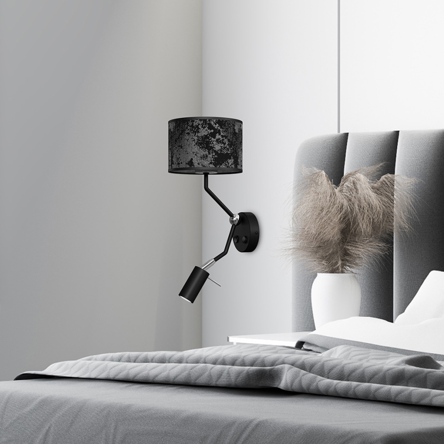 Fali lámpa SATINO 1xE27/40W/230V + 1xGU10/MR11/7W fekete/szürke