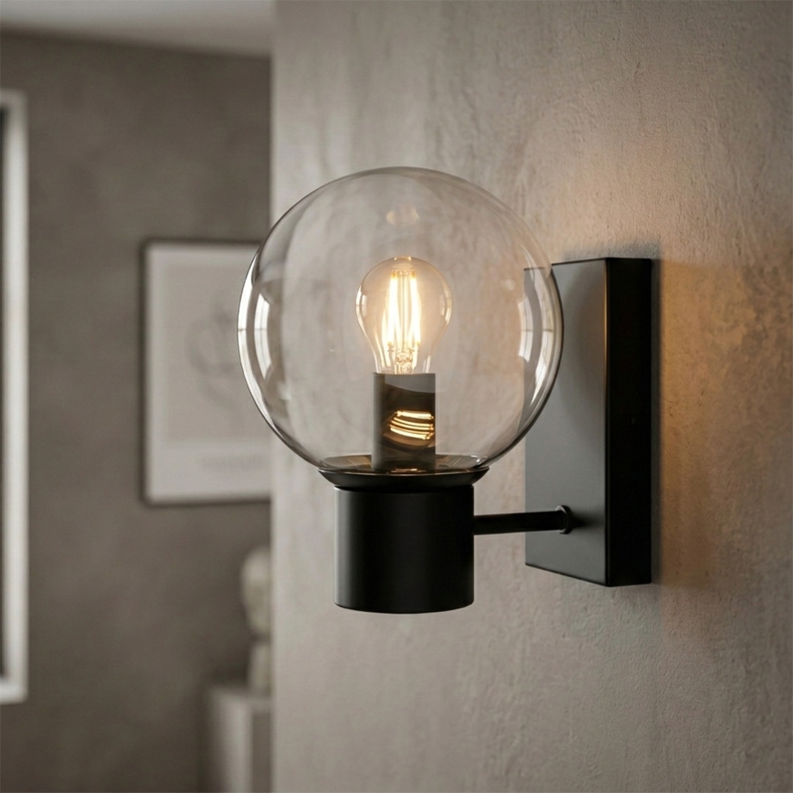 Fali lámpa SFERIO 1xE14/5W/230V fekete/átlátszó