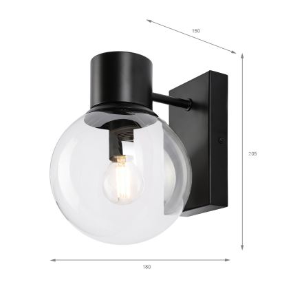 Fali lámpa SFERIO 1xE14/5W/230V fekete/átlátszó