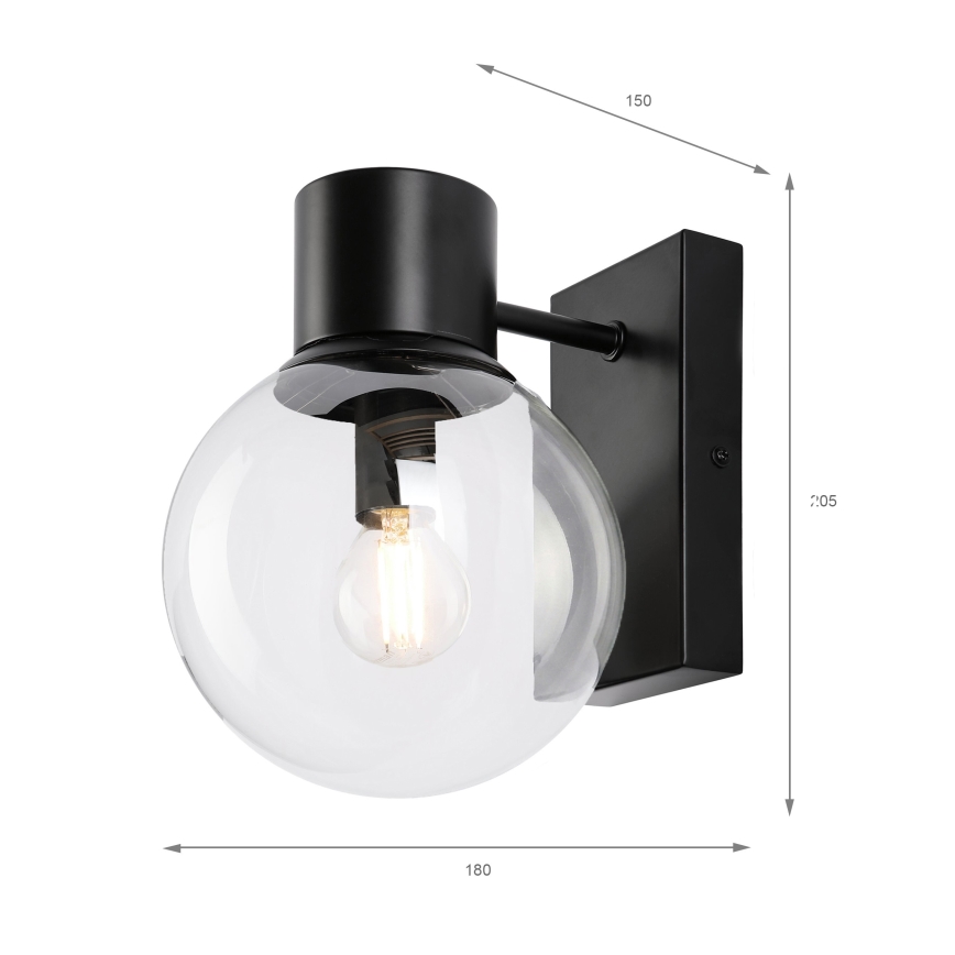 Fali lámpa SFERIO 1xE14/5W/230V fekete/átlátszó