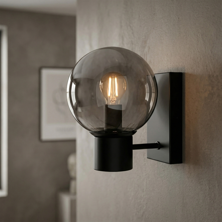 Fali lámpa SFERIO 1xE14/5W/230V fekete/füstös fekete