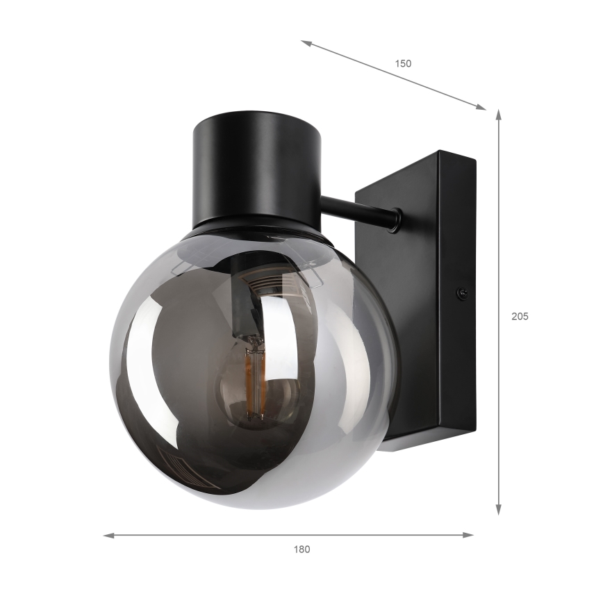 Fali lámpa SFERIO 1xE14/5W/230V fekete/füstös fekete