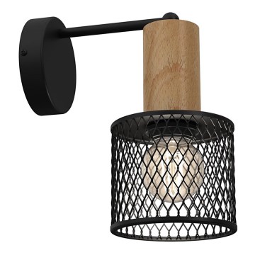 Fali lámpa SOBRESA 1xE27/60W/230V fekete/fa