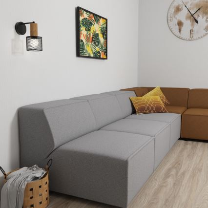 Fali lámpa SOBRESA 1xE27/60W/230V fekete/fa