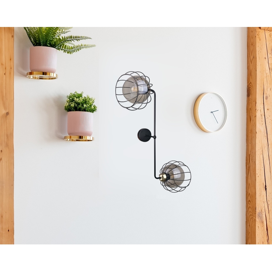 Fali lámpa SOLO BLACK 2xE27/60W/230V fekete/arany