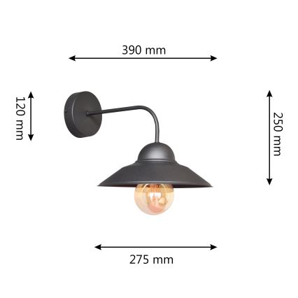 Fali lámpa SORAPIS 1xE27/15W/230V fekete