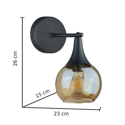 Fali lámpa STAR 1xE27/60W/230V fekete/füstös bézs