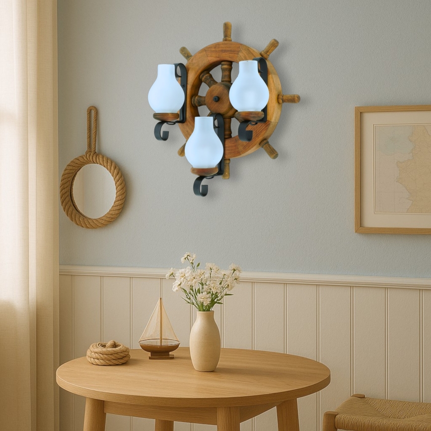 Fali lámpa TIMONA 3xE14/40W/230V bükkfa