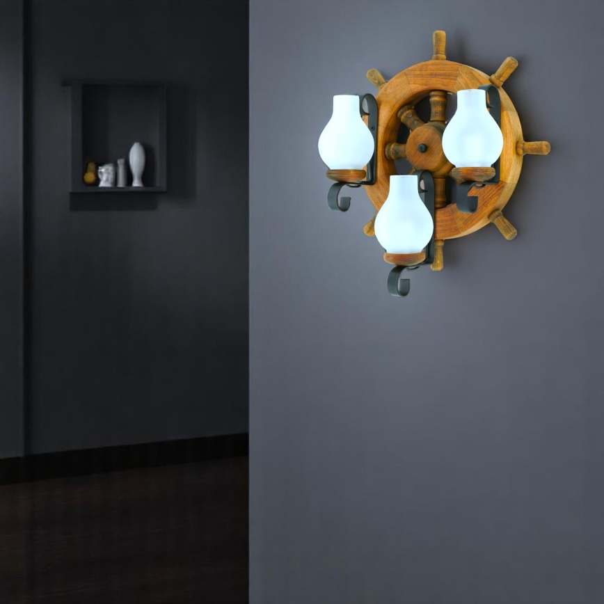 Fali lámpa TIMONA 3xE14/40W/230V bükkfa