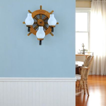 Fali lámpa TIMONA 3xE14/40W/230V bükkfa