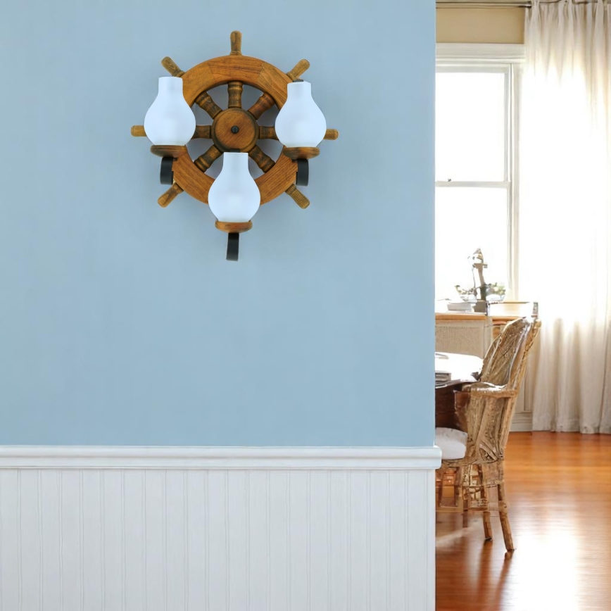 Fali lámpa TIMONA 3xE14/40W/230V bükkfa