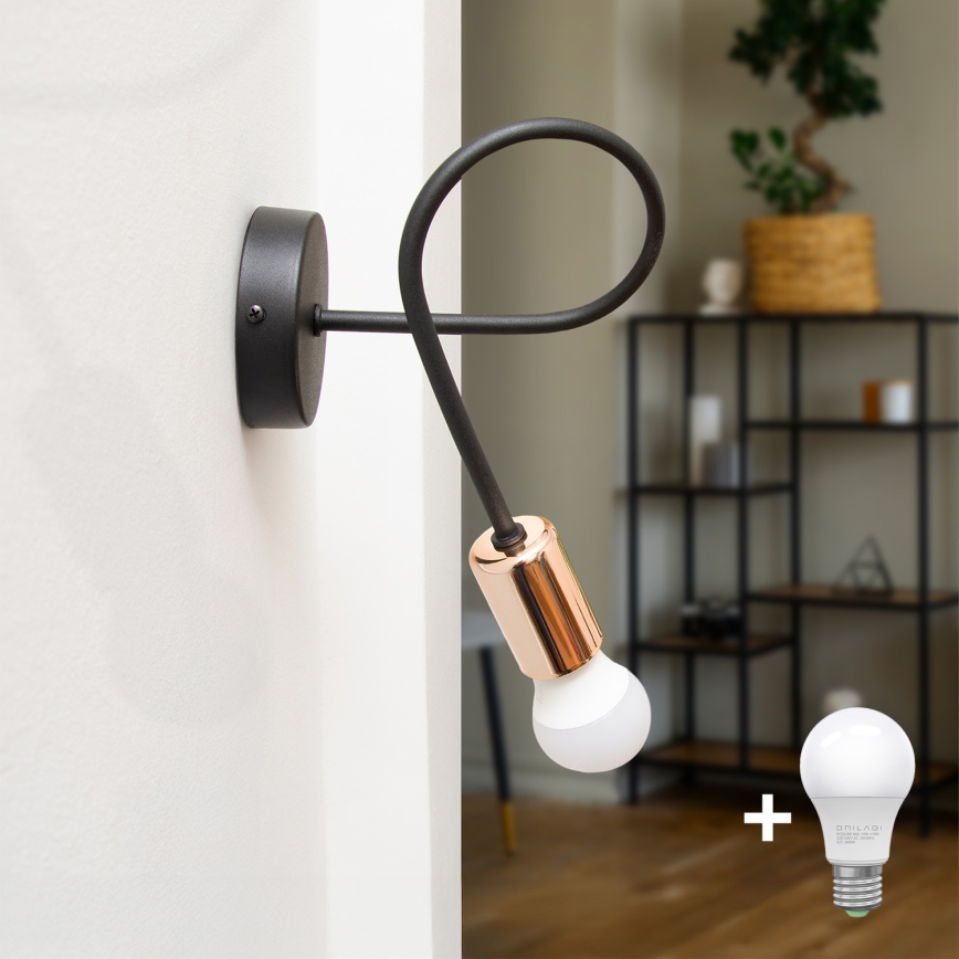 Fali lámpa TUBE 1xE27/15W/230V fekete