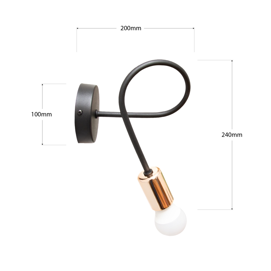 Fali lámpa TUBE 1xE27/15W/230V fekete